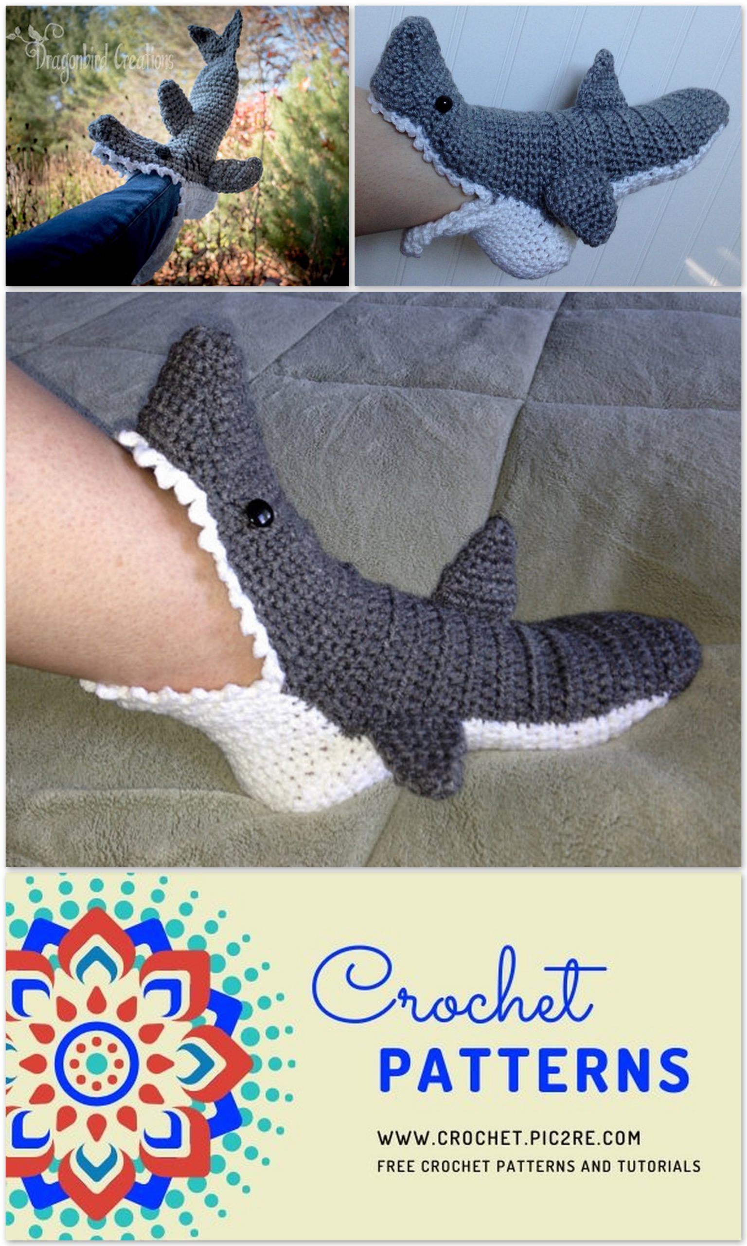 kløft liner Hysterisk morsom Amigurumi Shark Booties Free Crochet Pattern: - Crochet Pic2re
